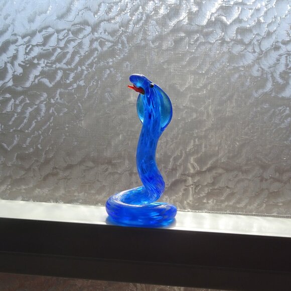 Vintage Blown Glass Blue Snake Figurine - Picture 6 of 8